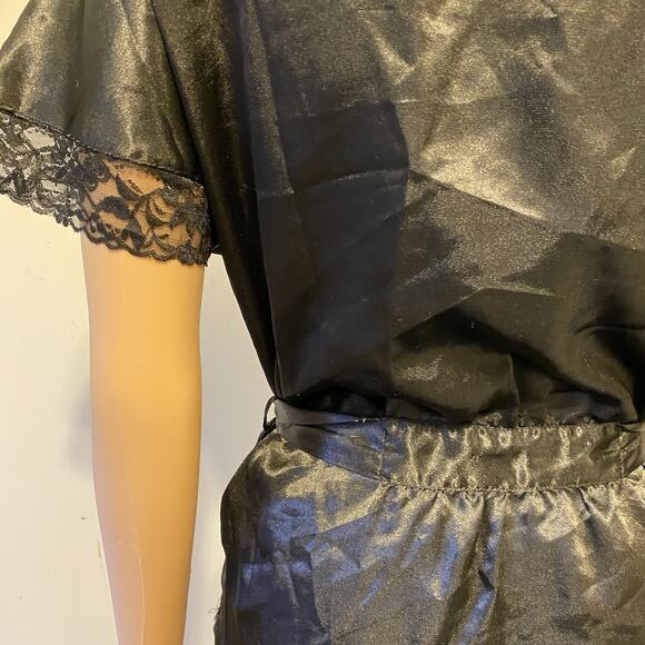 JustSexy Intimate Nightgown Women S/M BlackSatinLace Lingerie Sleepwear Robe Y2K - Picture 9 of 12